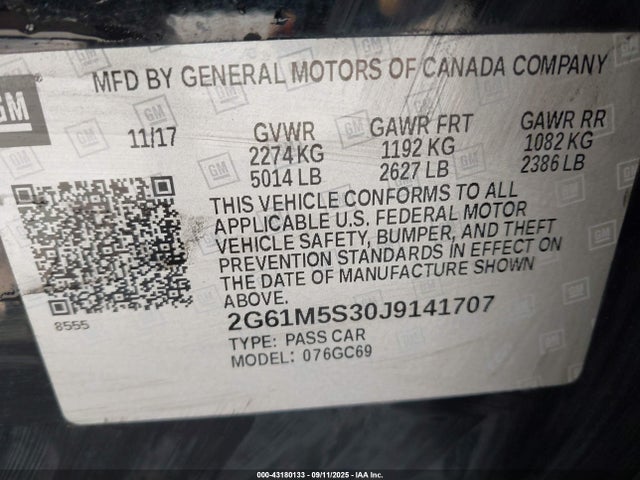 2018 CADILLAC XTS 2G61M5S30J9141707 Photo 8