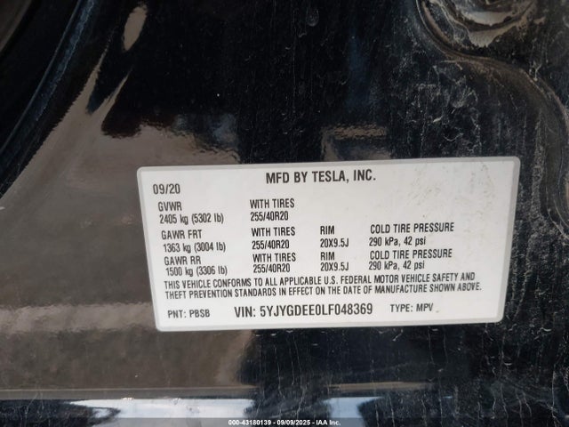 2020 TESLA MODEL Y 5YJYGDEE0LF048369 Photo 8