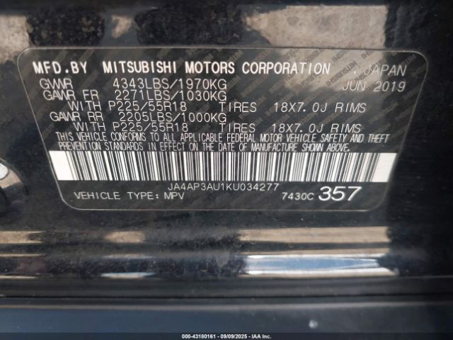 2019 MITSUBISHI OUTLANDER SPORT JA4AP3AU1KU034277 Photo 8
