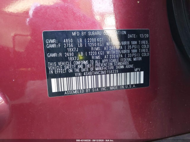 4S4BTANC3M3158339 Subaru Outback