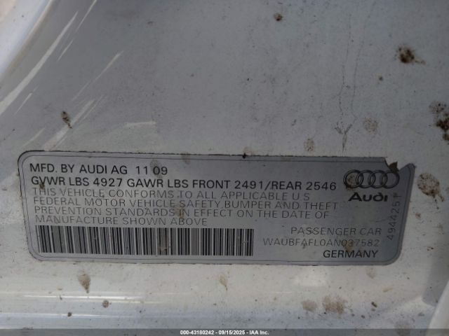 2010 AUDI A4 WAUBFAFL0AN037582 Photo 8