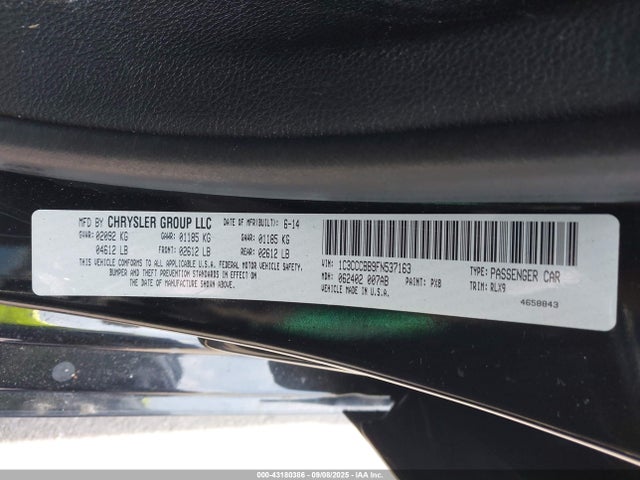 Aukcja sprzedaży 2015 Chrysler 200 S, vin: 1C3CCCBB9FN537163, numer aukcji: 43180386
