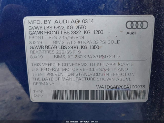 2014 AUDI Q5 WA1DGAFP8EA100978 Photo 8