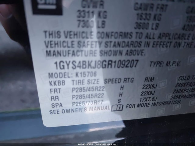 2016 CADILLAC ESCALADE 1GYS4BKJ8GR109207 Photo 8