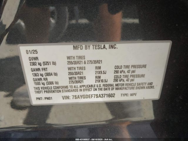 2025 TESLA MODEL Y 7SAYGDEF7SA371602 Photo 8