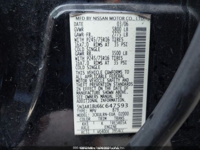 2006 NISSAN PATHFINDER 5N1AR18U66C647593 Photo 8