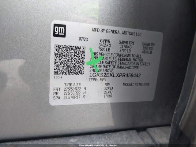 1GKS2EKLXPR459442 GMC l87