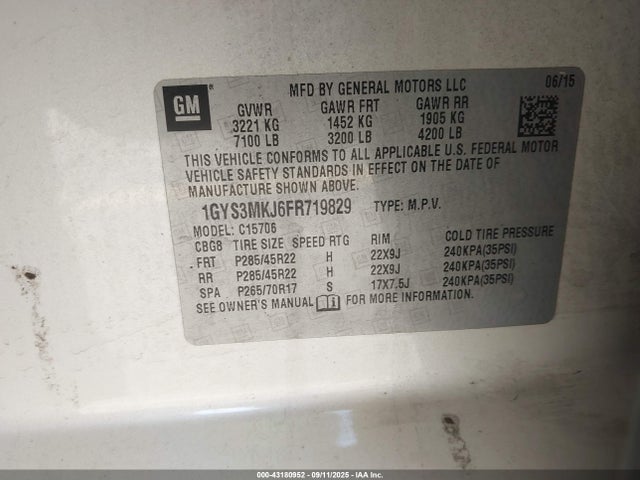 2015 CADILLAC ESCALADE 1GYS3MKJ6FR719829 Photo 8