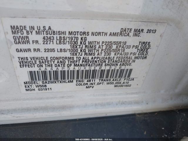 2013 MITSUBISHI OUTLANDER SPORT 4A4AP5AUXDE018201 Photo 8