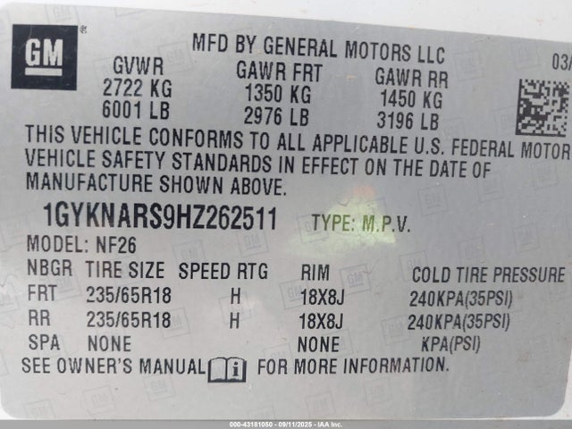 2017 CADILLAC XT5 1GYKNARS9HZ262511 Photo 8