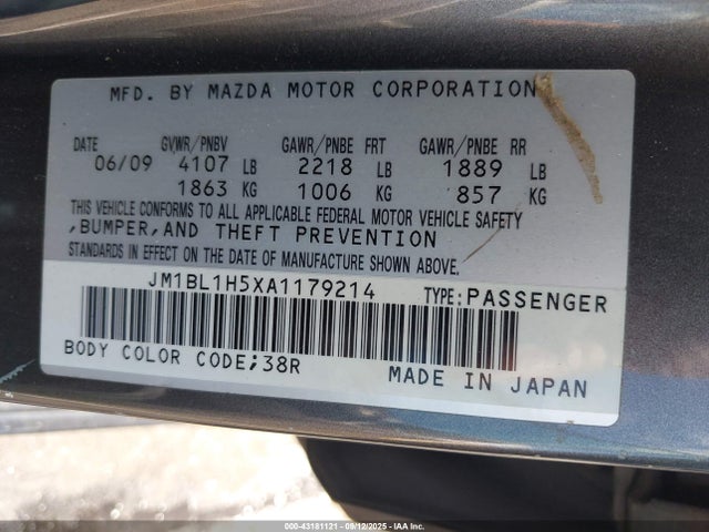 Продаж на аукціоні авто 2010 Mazda 3 S, vin: JM1BL1H5XA1179214, номер лоту: 43181121