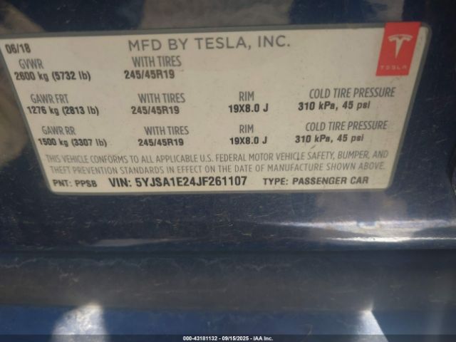 2018 TESLA MODEL S 5YJSA1E24JF261107 Photo 8
