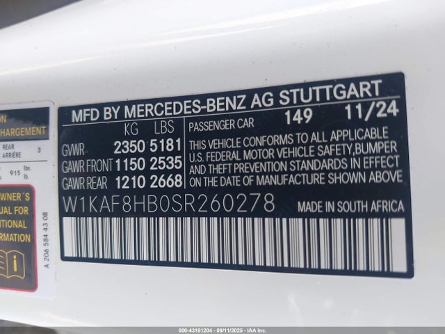 W1KAF8HB0SR260278 Mercedes-Benz m139