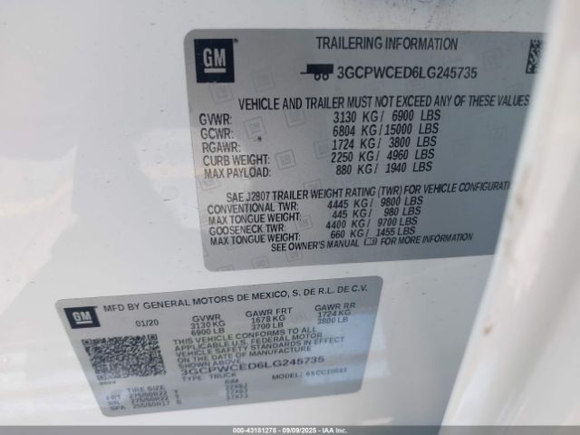 2020 CHEVROLET SILVERADO 1500 3GCPWCED6LG245735 Photo 8