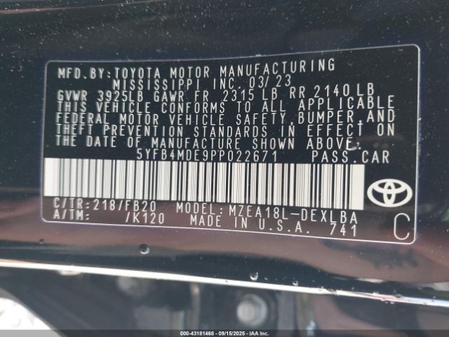 2023 TOYOTA COROLLA 5YFB4MDE9PP022671 Photo 8