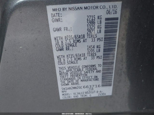 Nissan 2016 2016 5N1AR2MN2GC663716 Image 9