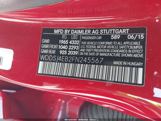 Mercedes-Benz CLA-Class 2015 WDDSJ4EB2FN245567 Image 9