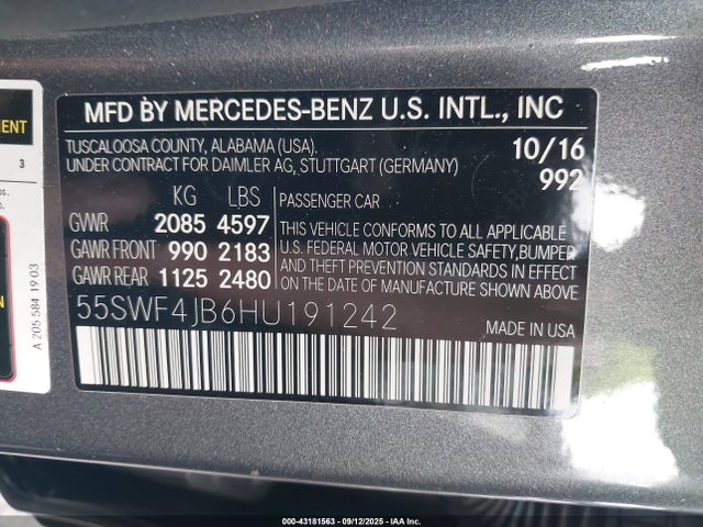 55SWF4JB6HU191242 Mercedes-Benz m274