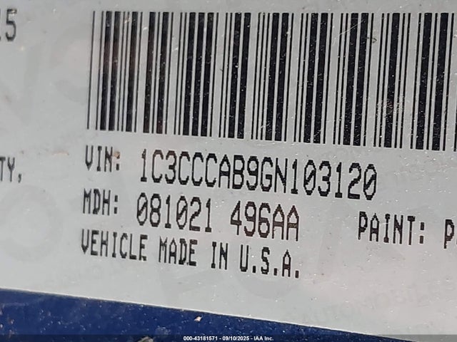 Продажа на аукционе авто 2016 Chrysler 200 Limited, vin: 1C3CCCAB9GN103120, номер лота: 43181571