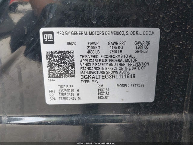 3GKALTEG3RL111648 GMC lsd
