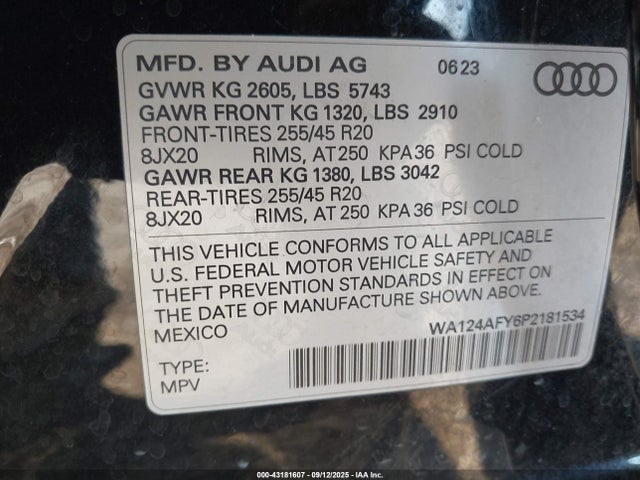 2023 AUDI SQ5 SPORTBACK WA124AFY6P2181534 Photo 8