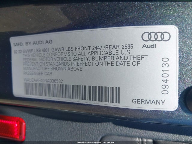 2022 AUDI A4 WAUEAAF40NA036532 Photo 8