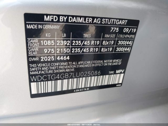 2020 MERCEDES-BENZ GLA 250 WDCTG4GB7LU025086 Photo 8