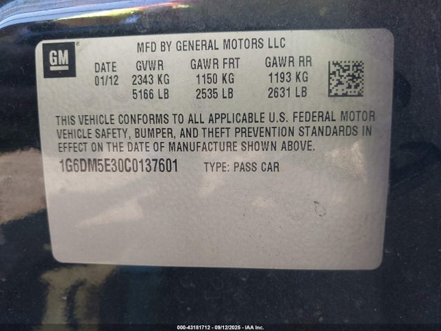 2012 CADILLAC CTS 1G6DM5E30C0137601 Photo 8