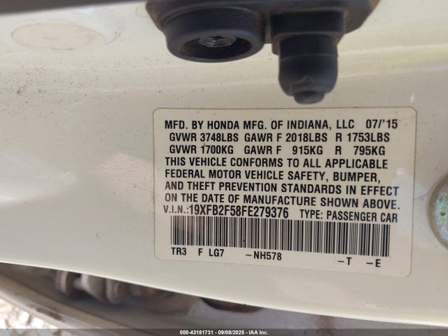 Honda r18z1 2015 19XFB2F58FE279376 Image 9