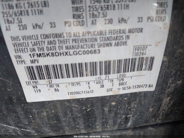 1FMSK8DHXLGC00683 Ford 2020