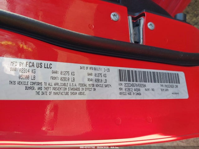 2C3CDXBG7KH592584 Dodge 2019