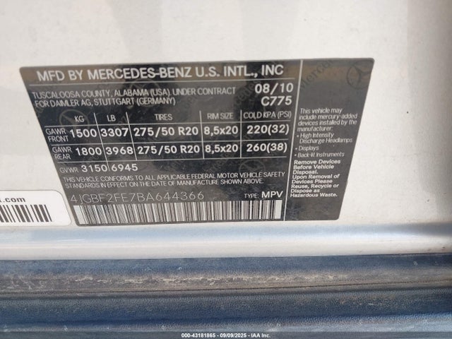 2011 MERCEDES-BENZ GL 350 BLUETEC 4JGBF2FE7BA644366 Photo 8