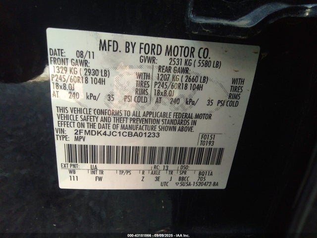 2012 FORD EDGE 2FMDK4JC1CBA01233 Photo 8