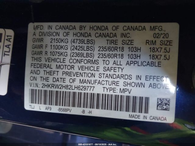 2020 HONDA CR-V 2HKRW2H82LH629777 Photo 8