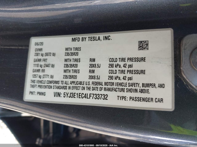 2020 TESLA MODEL 3 5YJ3E1EC4LF733732 Photo 8