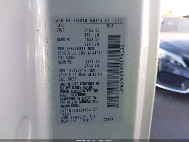 3N6CM0KN0EK694132 Nissan 2014