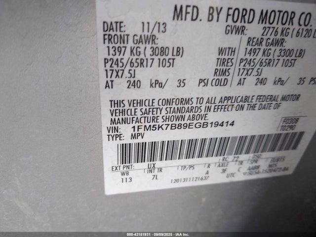 1FM5K7B89EGB19414 Ford 2014
