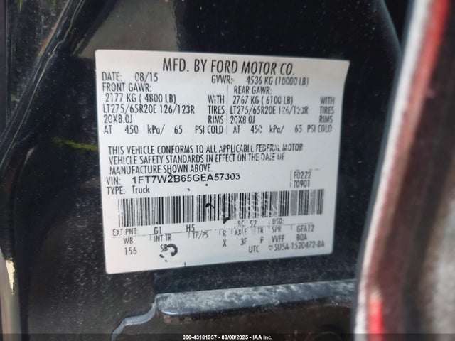 Ford F-250 2016 1FT7W2B65GEA57303 Image 9