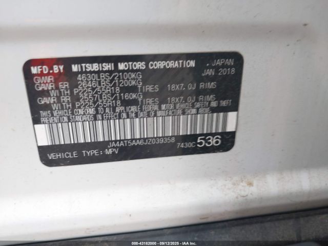 2018 MITSUBISHI ECLIPSE CROSS JA4AT5AA6JZ039358 Photo 8