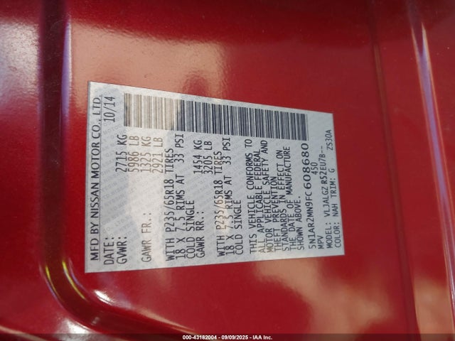 Nissan 2015 2015 5N1AR2MN9FC608680 Image 9