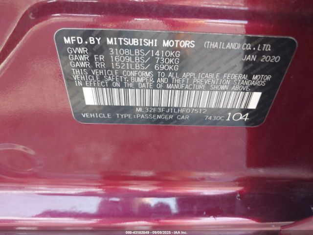 2020 MITSUBISHI MIRAGE G4 ML32F3FJ1LHF07512 Photo 8