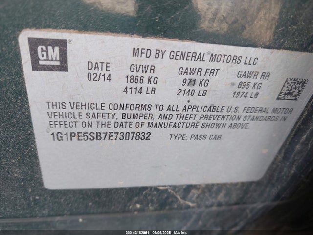 Chevrolet LUV 2014 1G1PE5SB7E7307832 Image 9