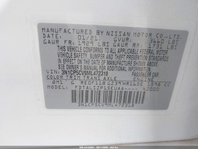 3N1CP5CV9ML472318 Nissan 2021