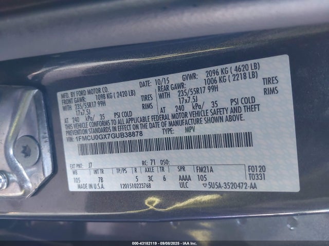 1FMCU0GX7GUB38878 Ford 2016