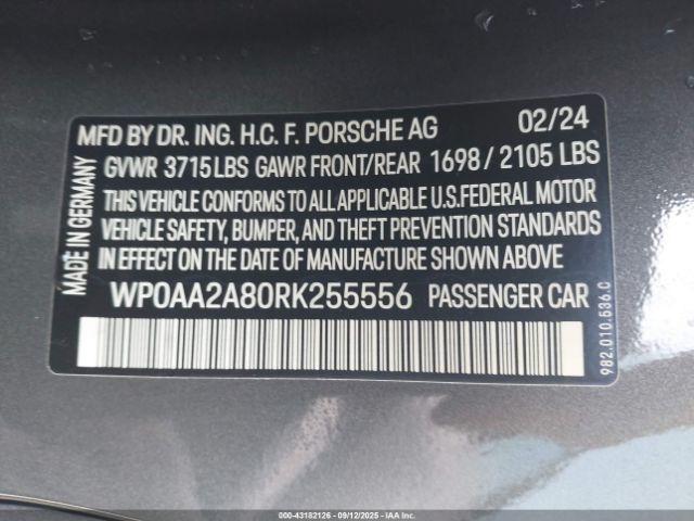 2024 PORSCHE 718 CAYMAN WP0AA2A80RK255556 Photo 8