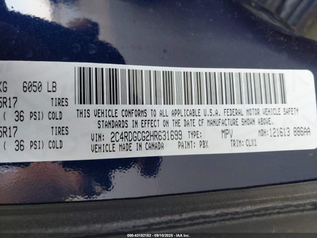 2C4RDGCG2HR631699 Dodge 2017