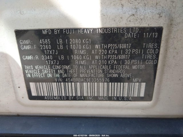 4S4BRBAC9E3255976 Subaru 2.5na u5