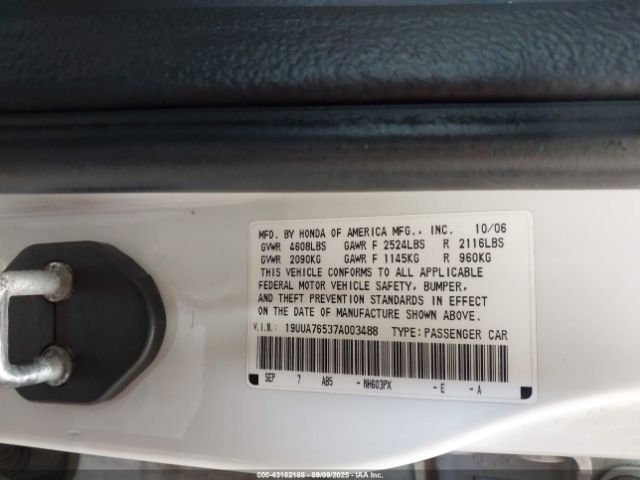 2007 ACURA TL 19UUA76537A003488 Photo 8