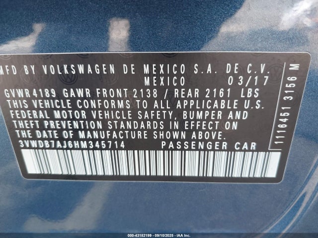 3VWDB7AJ6HM345714 Volkswagen 1.4 tsi