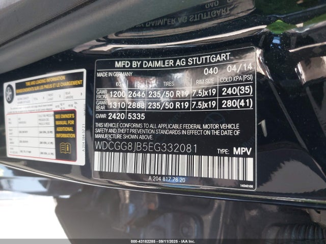WDCGG8JB5EG332081 Mercedes-Benz 2014